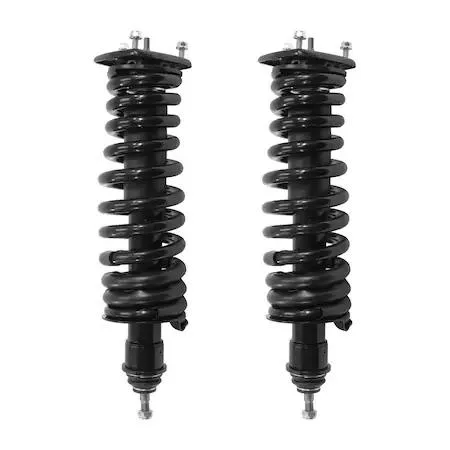 Two silver rear strut assemblies with springs and mounts