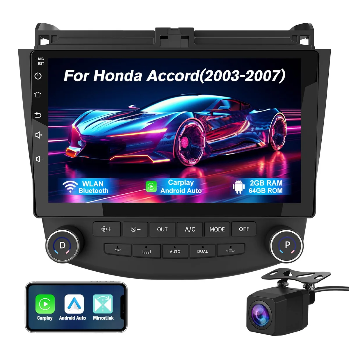 litillbuly litillbuly US-XT812SCAccord-HS19 10" Android 13 2+64G Wireless CarPlay Android Auto Backup Camera — product photo
