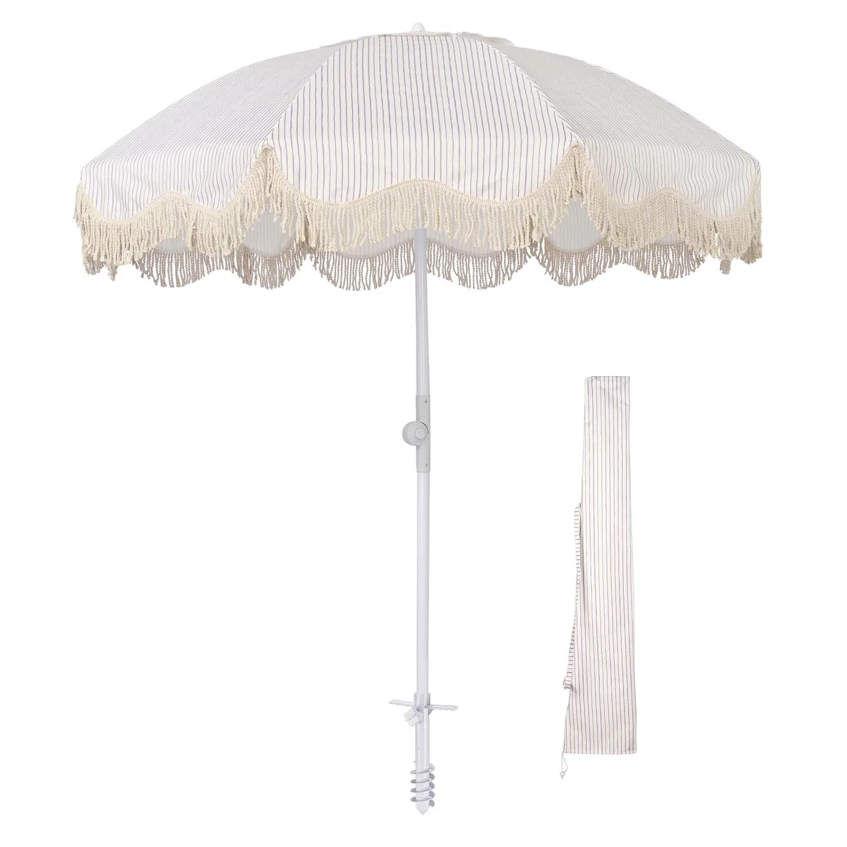 Yescom USA, Inc. Yescom USA, Inc. 6 ft Purple Stripe Beach Umbrella 8 Ribs Sand Anchor Tilt Carry Bag — product photo