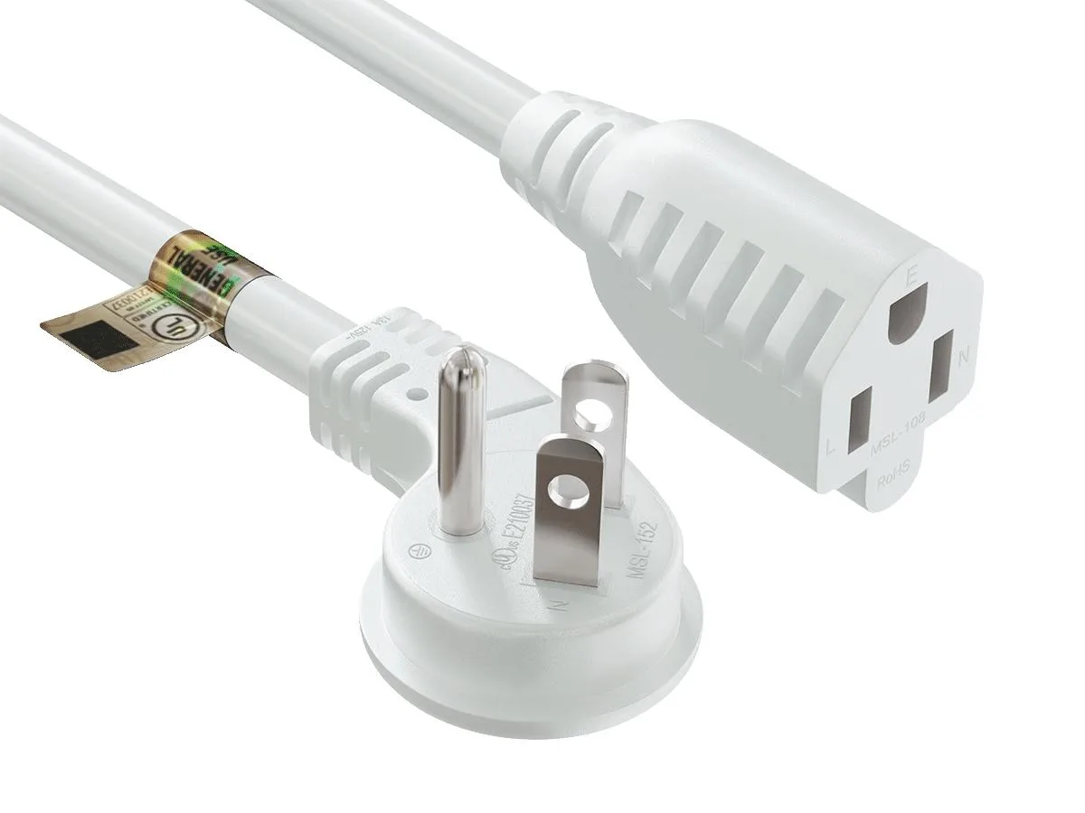 Cable Leader Cable Leader 3 ft NEMA 5-15P to 5-15R 16 AWG 13A 125V White computer power extension cord — product photo