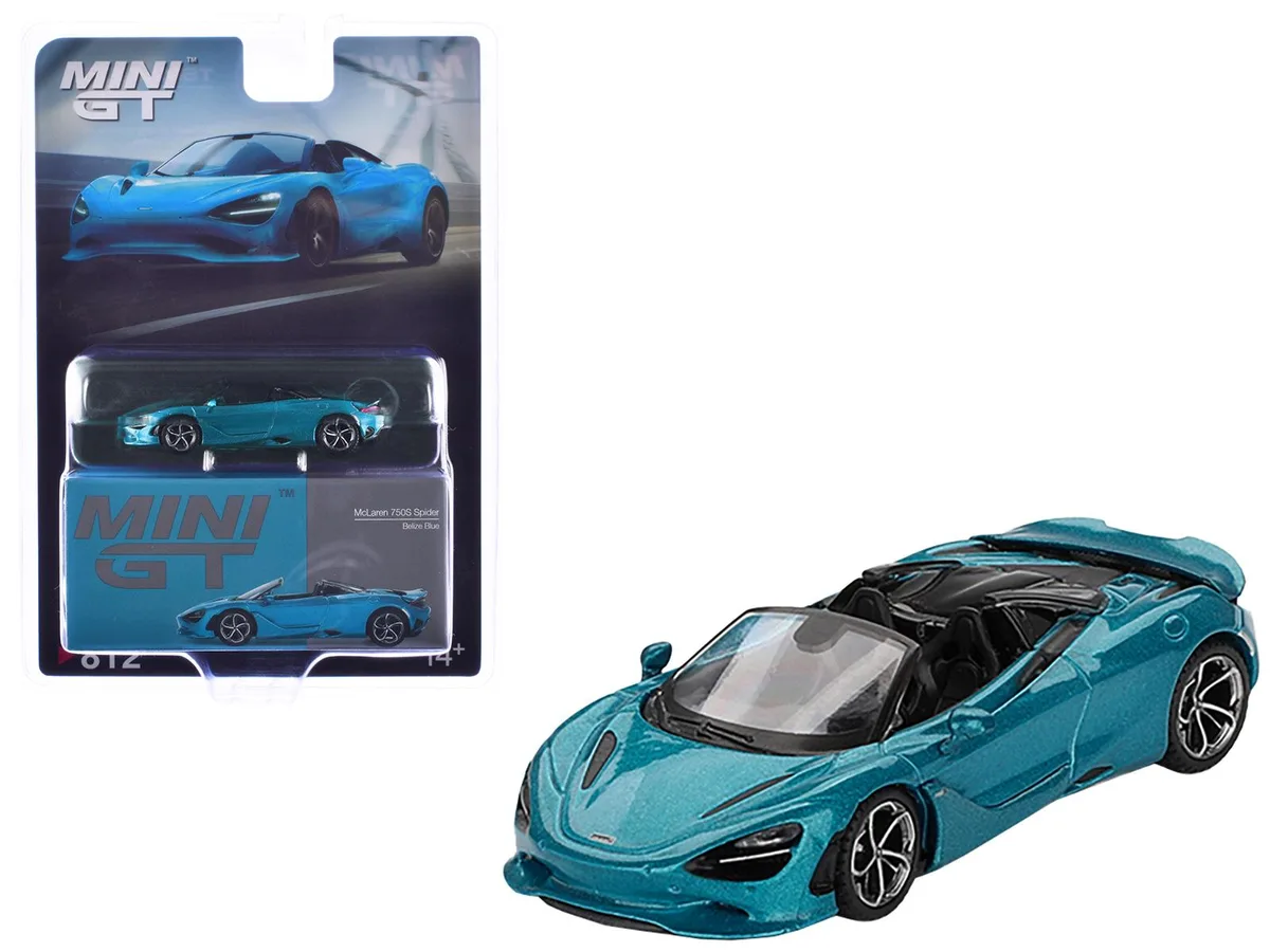 Mini GT Mini GT McLaren 750S Spider Belize Blue Metallic Limited Edition 1/64 Diecast Hobby Collectible — product photo