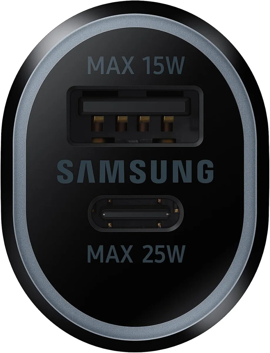 SAMSUNG SAMSUNG Car Charger 40W 2022 Dual Port USB-C 25W USB-A 15W Black — product photo