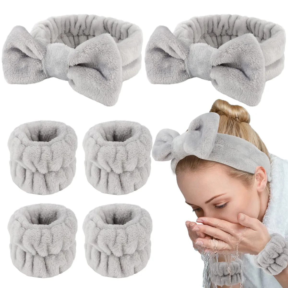  WHAVEL 6PCS Spa Headband and Wristbands Set — product photo