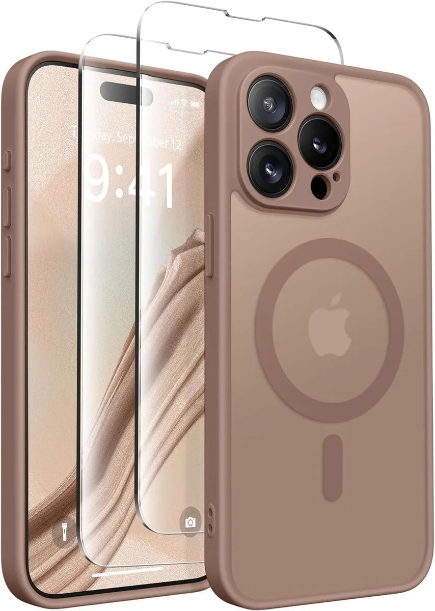 Brown translucent matte magnetic case for iPhone 15 Pro 6.1