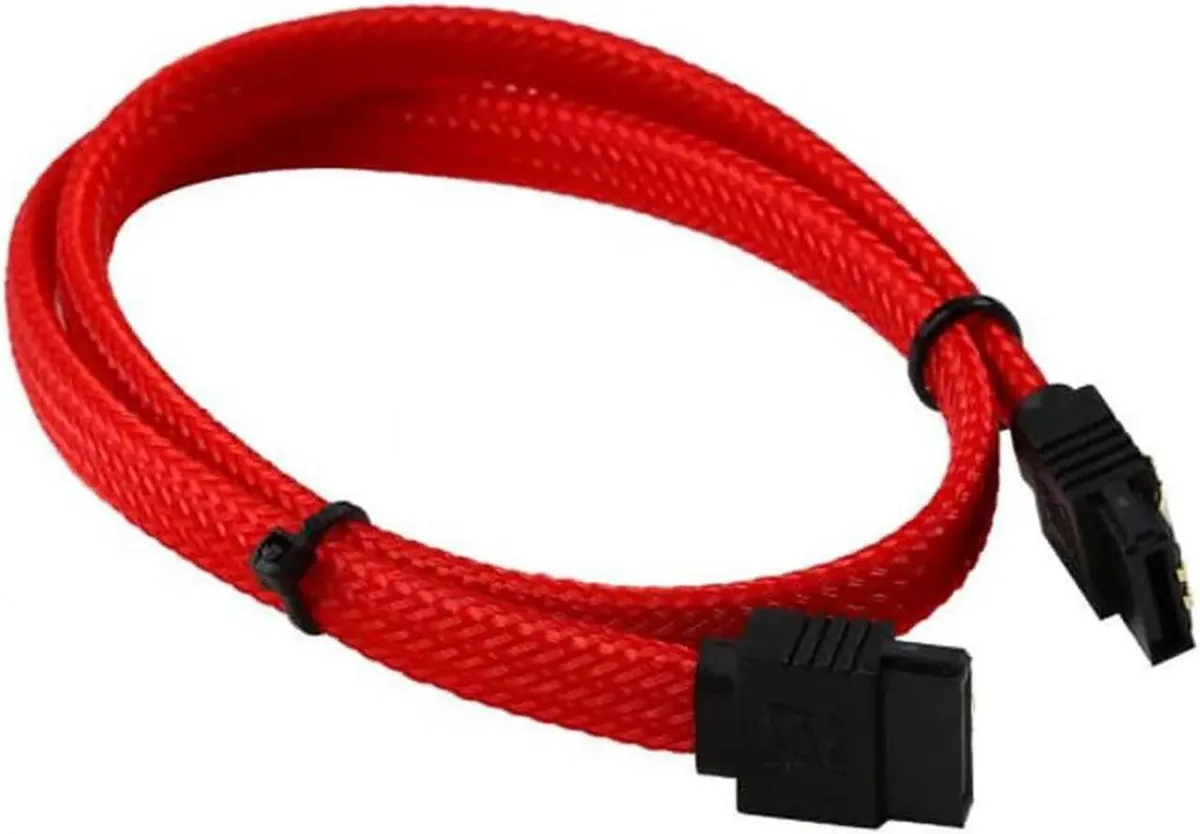 Vszerda Vszerda SATA III 6Gbps Cable Locking Latch Straight 90° Red 1.64ft 2-Pack — product photo