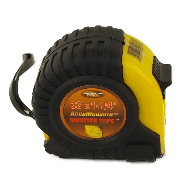 Yellow and black rubber-cased tape measure with belt clip, model 79433TP, 33 foot blade