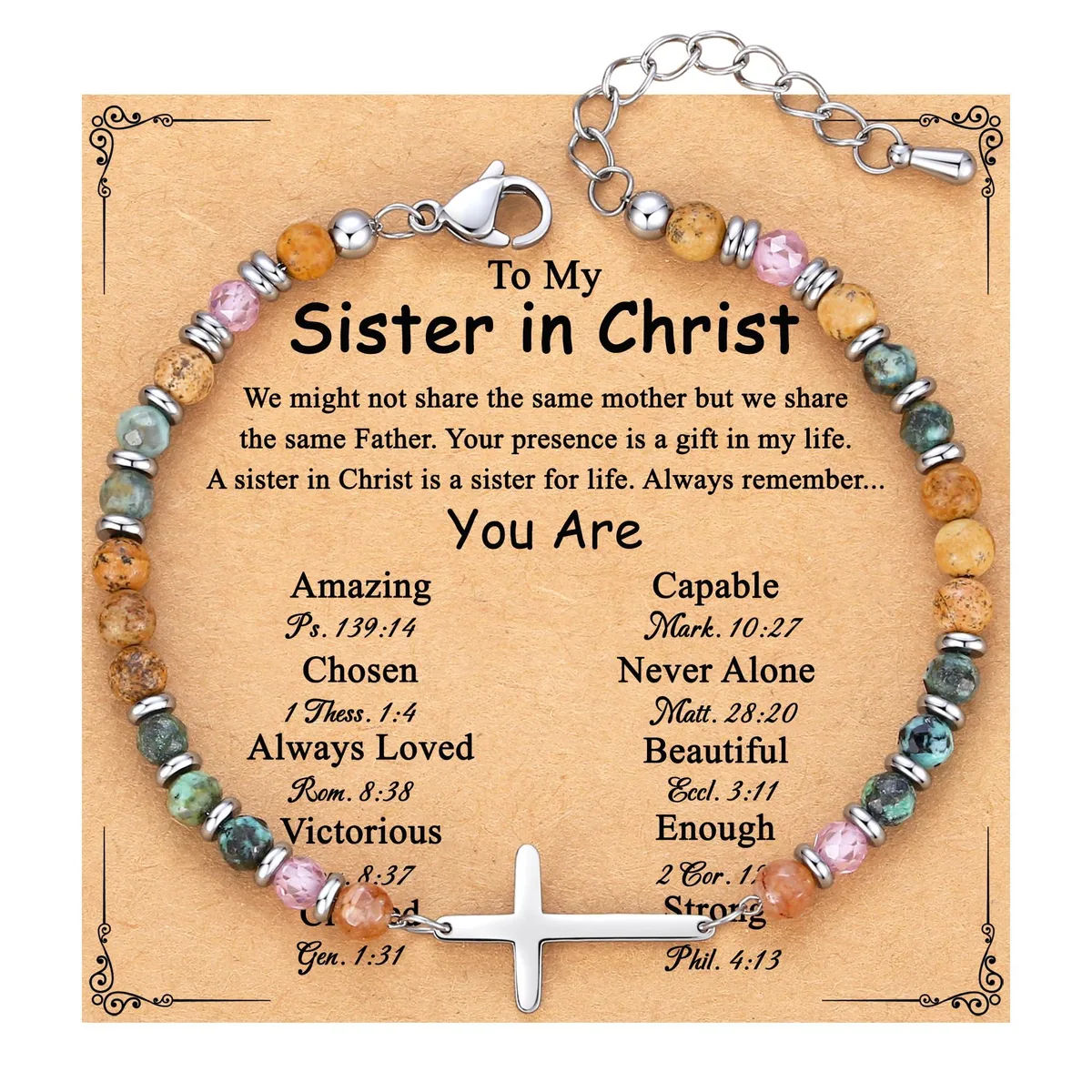  TONY &amp; SANDY Sister in Christ Cross Bracelet 7.4 Inches Colorful — product photo