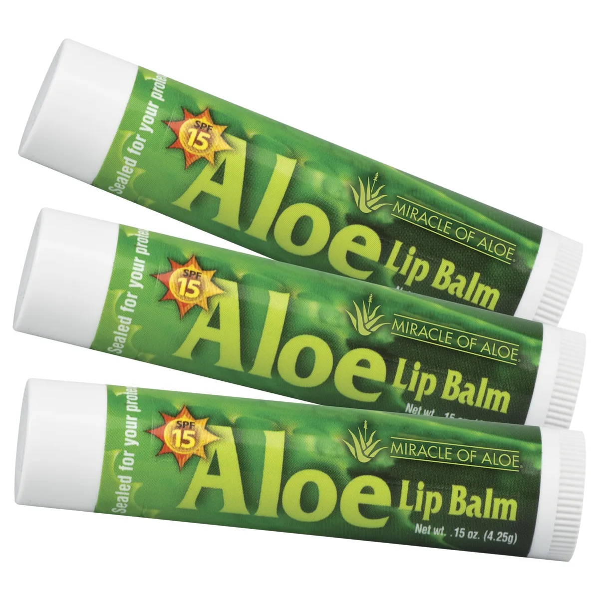 Miracle of Aloe Miracle of Aloe SPF-15 Lip Balm 3-Pack .15oz — product photo