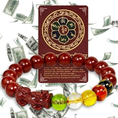  SIXAOAZZ Natural Cinnabar Pixiu Red Rope Bracelet 10mm 2026 — product photo