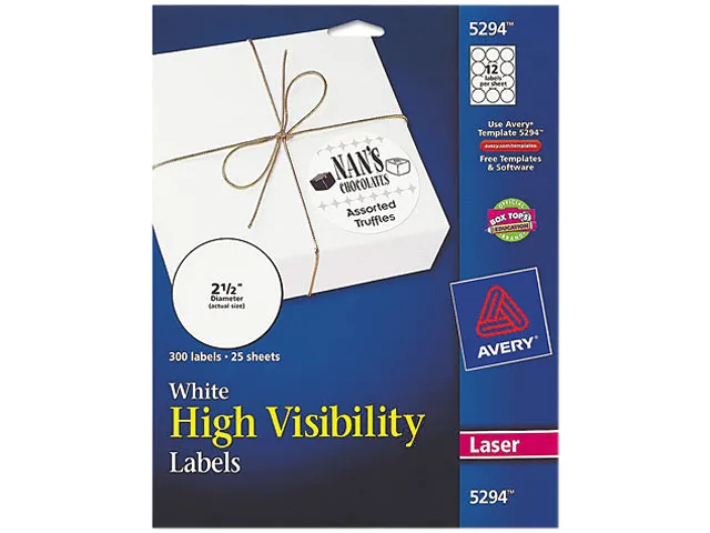Avery Avery 5294 High-Visibility Labels 2-1/2" 300 Labels — product photo