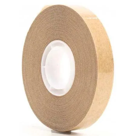 Clear adhesive transfer tape roll on white liner, half-inch wide, thirty-six yards long