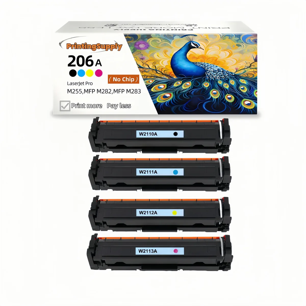 Ninestar Technology Ninestar Technology 4 Pack Black Cyan Magenta Yellow Toner Cartridges (No Chip) HP 206A W2110A-W2113A — product photo