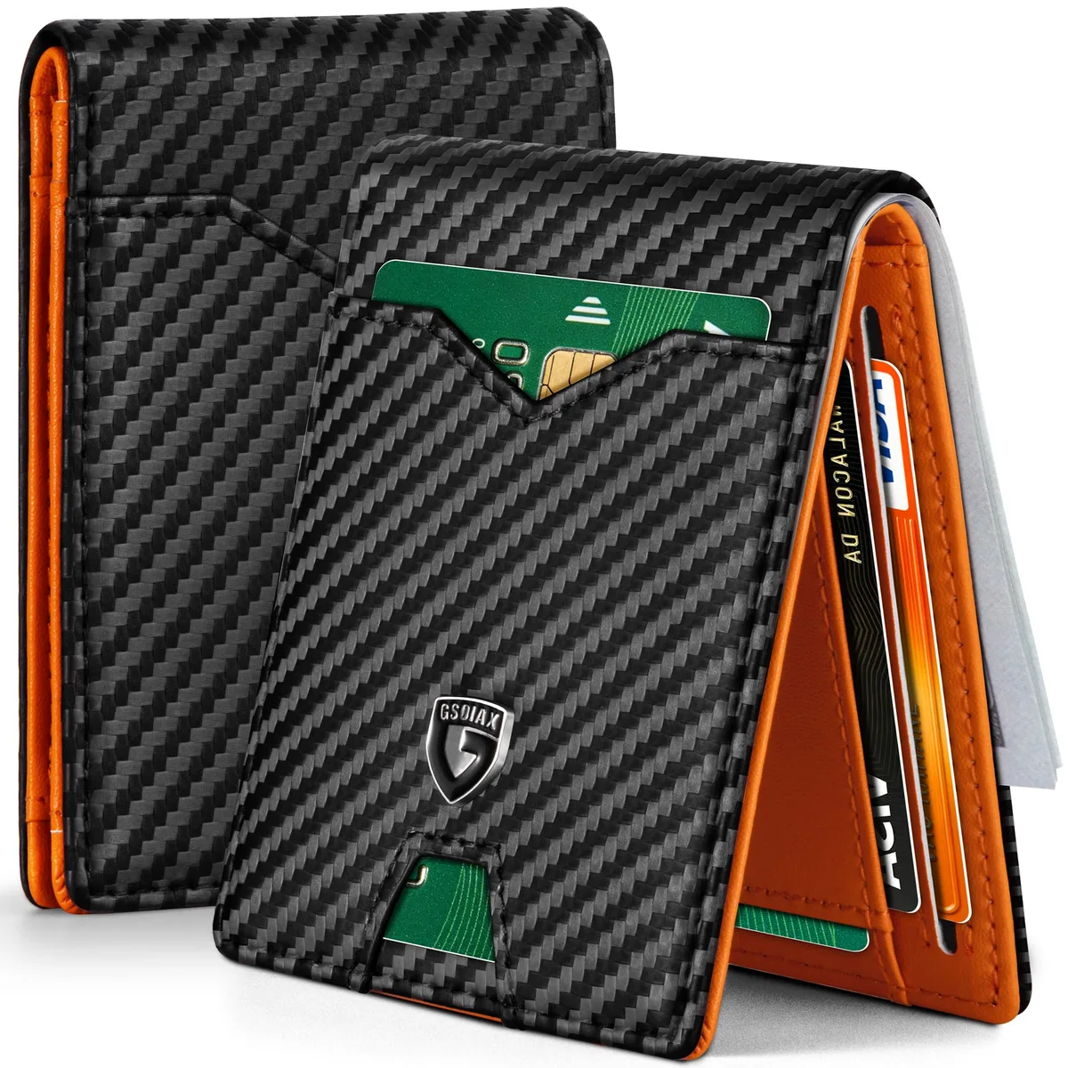  GSOIAX 01010 RFID Blocking Slim Wallet Black Carbon Fiber 4.3 x 3 x .5 in — product photo