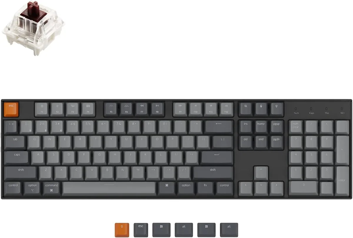 TUKO TUKO Full-Size 104-Key Mechanical Gaming Keyboard Brown Switch Bluetooth 5.1 2.4 GHz White LED Hot-Swappable — product photo