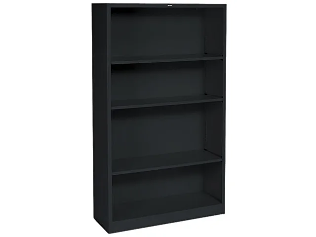 HON HON S60ABCP Metal Bookcase 4 Shelves 59.00" x 34.50" x 12.63" Black office furniture — product photo