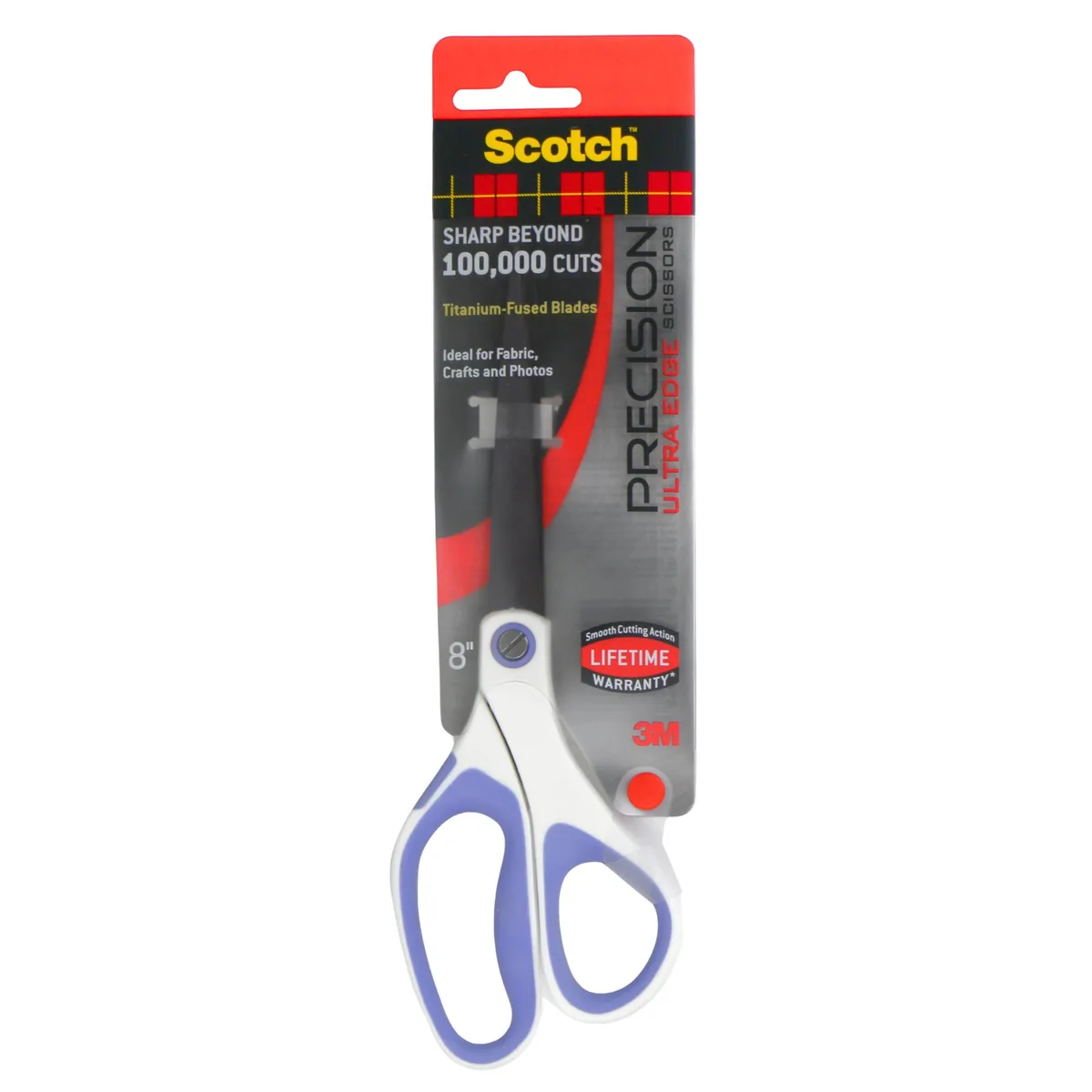 Blue 8-inch titanium-fused scissors with soft comfort grip handles