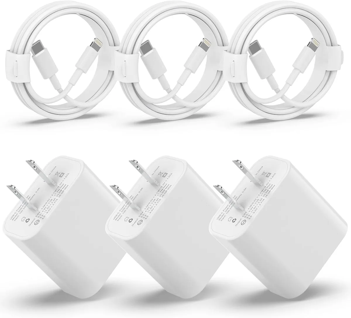Choseal Choseal 20W USB-C Wall Charger 3-Pack with 6ft Lightning Cable — product photo