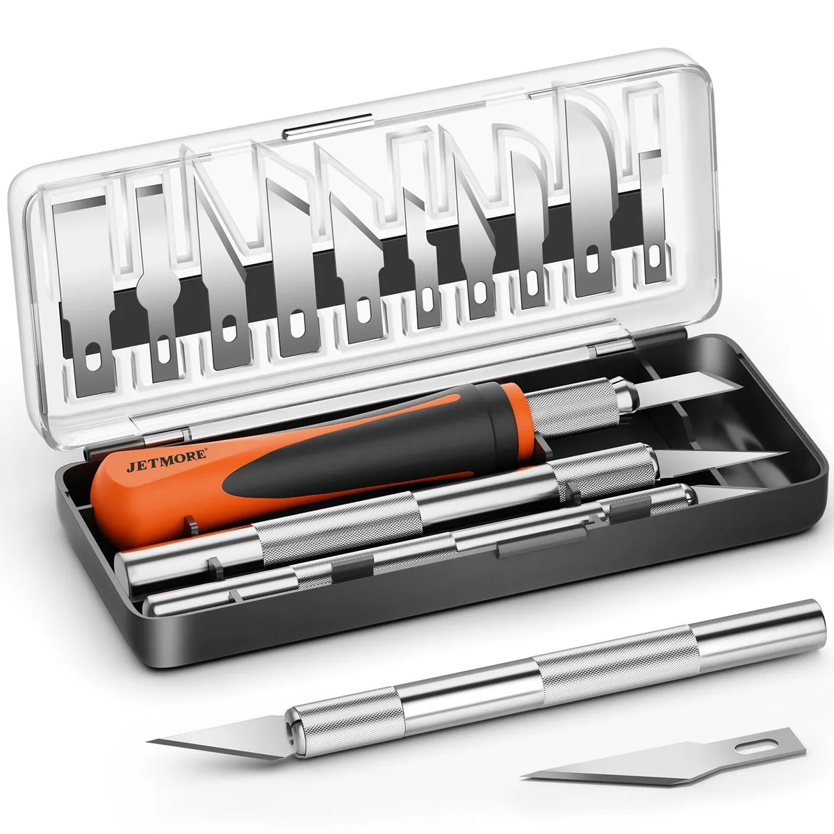 Jetmore XCSED 16 Pcs Exacto Knife Set 13 SK5 Blades Orange — product photo