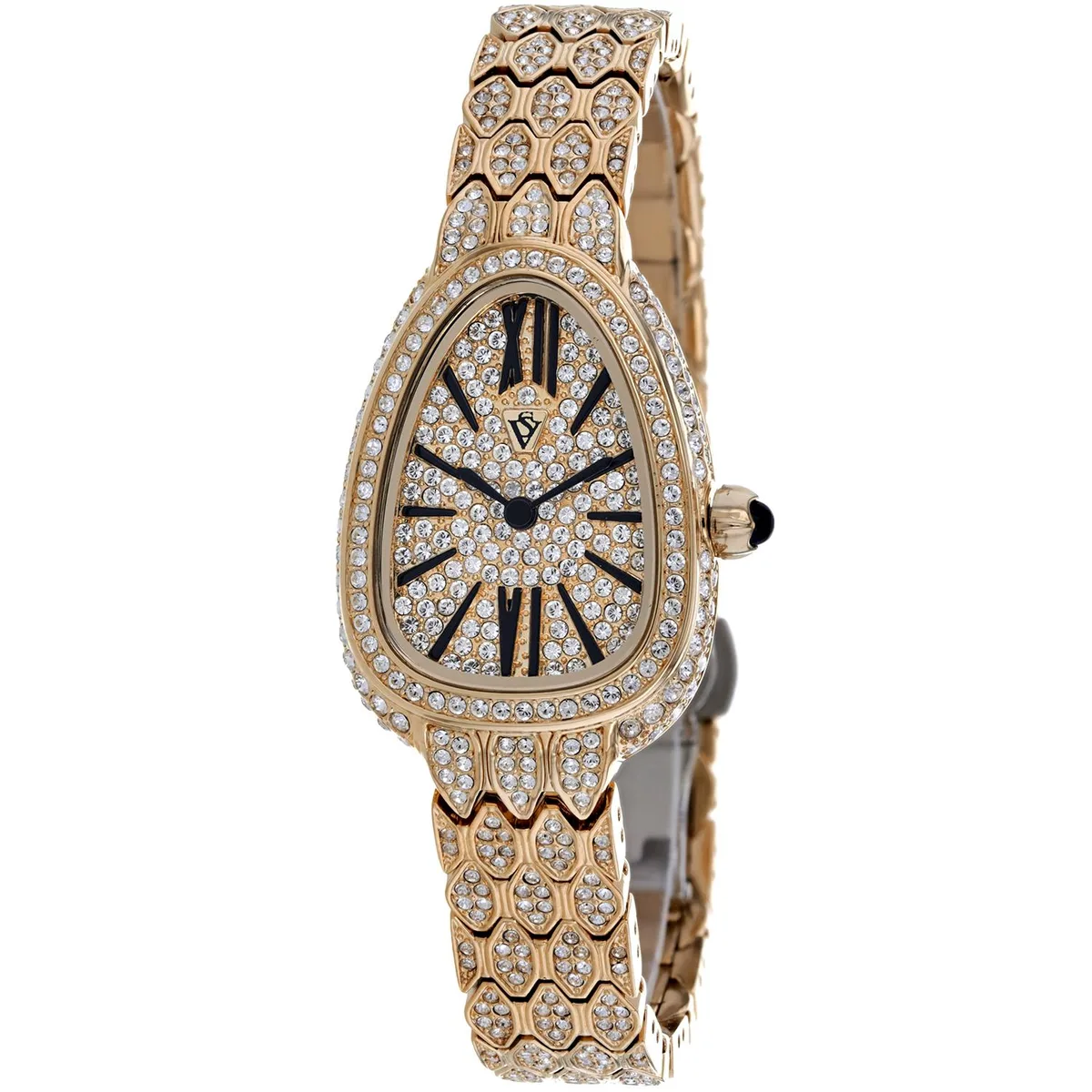 Rose gold dial stainless steel watch on matching bracelet