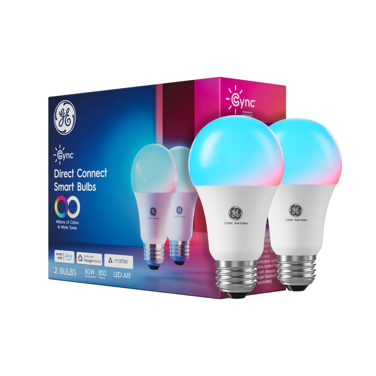  Cync A19 LED Smart Light Bulb 60W Equivalent 2 Pack — product photo