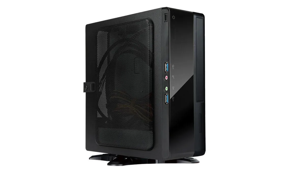 Compact Mini-ITX chassis with front USB 3.0 ports and internal 200W PSU