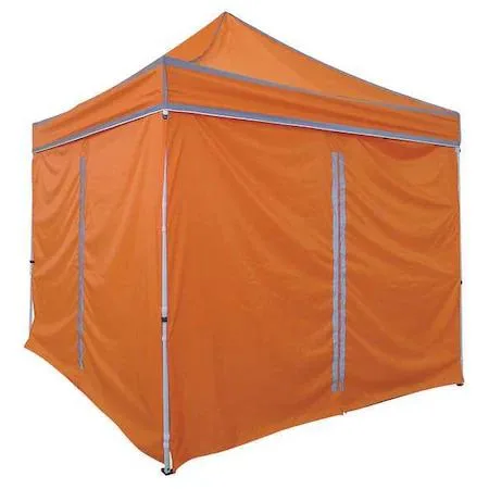 Two orange polyester side walls for canopy, zippered, 85 inches high