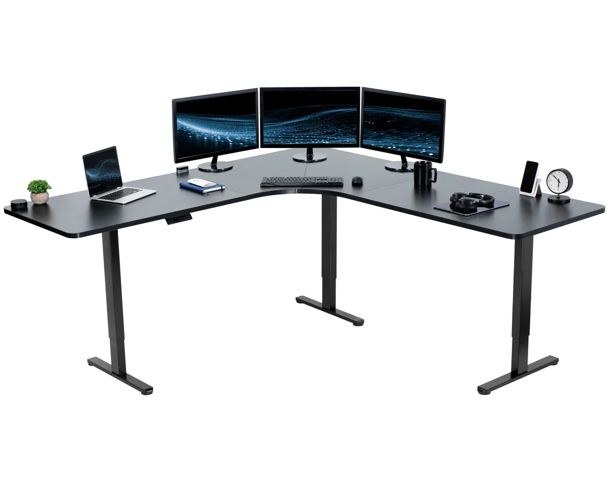 VIVO VIVO Black Electric Curved Corner Stand Up Desk 83" x 83 — product photo