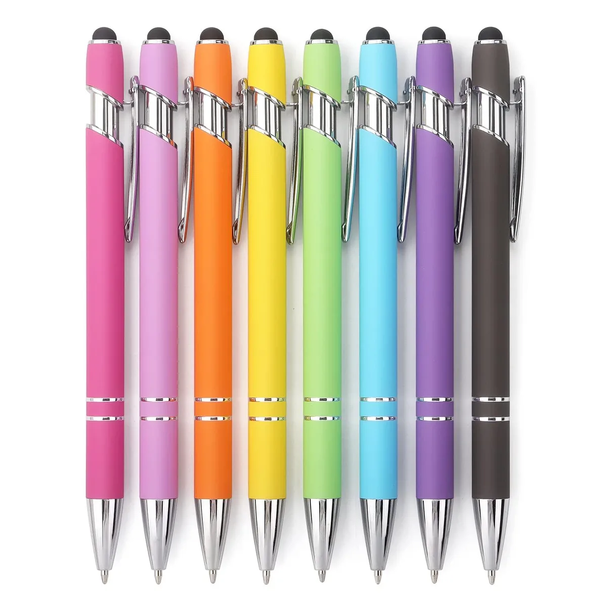  Bribobo 8 Pack 2-in-1 Stylus Ballpoint Pen 1.0 mm Black Ink Pastel — product photo