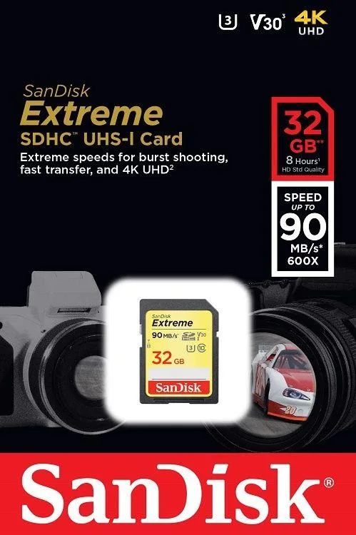 SanDisk SanDisk Extreme 32GB SDHC 90MB/s V30 Class 10 with Reader — product photo