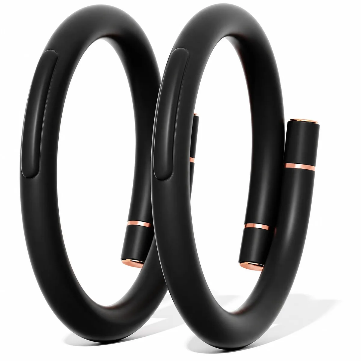 Two black silicone wristbands with adjustable closures