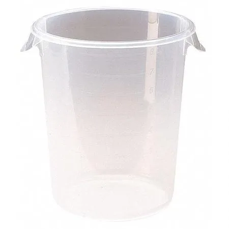 Clear rectangular polypropylene food storage container with handle