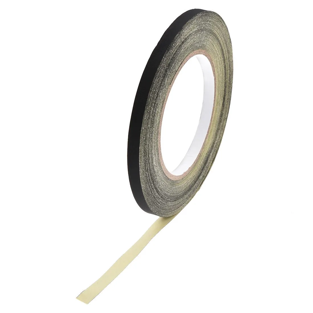 Black acetate cloth tape roll, 8 mm wide, matte fabric finish