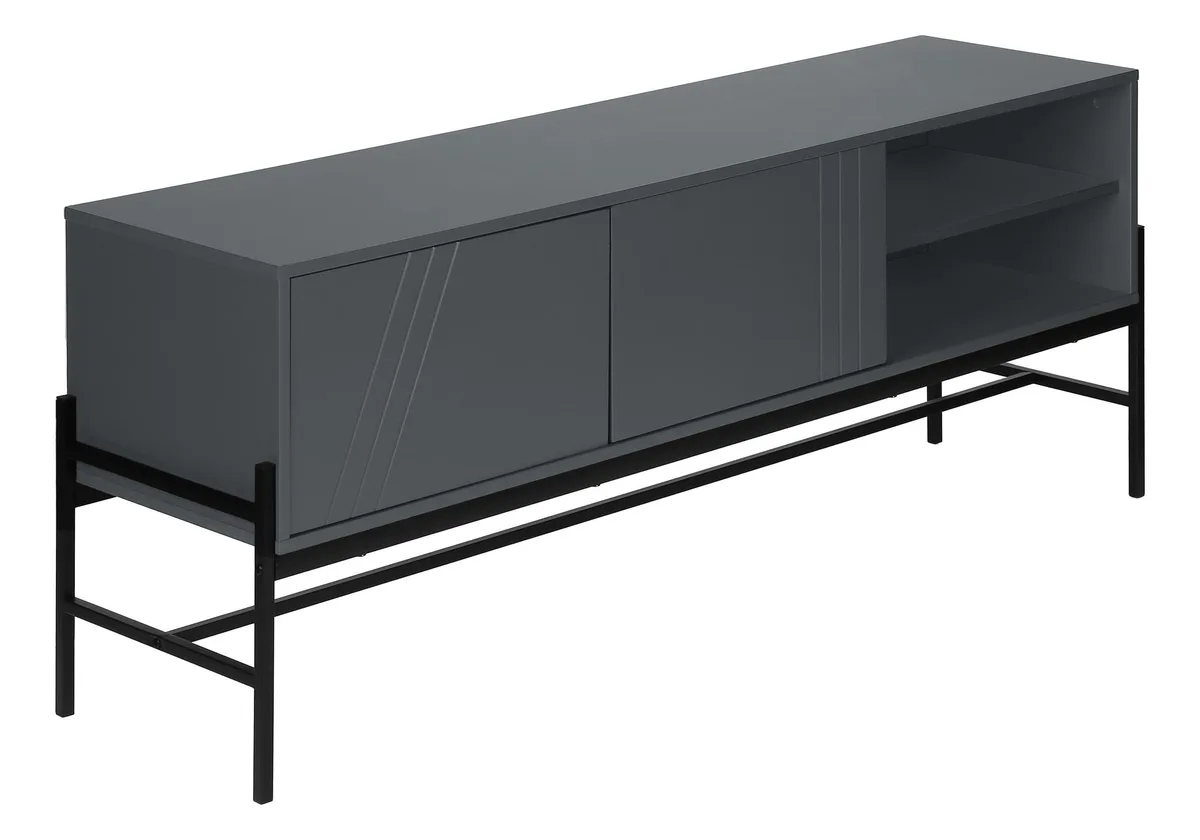 tuphen tuphen 60 Inch TV Stand Grey Laminate Black Metal — product photo
