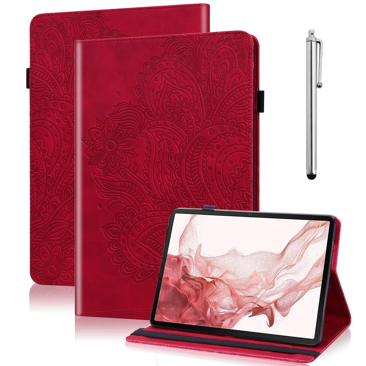 BESIGN BESIGN Folio Case for Fire HD 8 / Plus 10th 12th Gen Red 2 in 1 Accessory — product photo