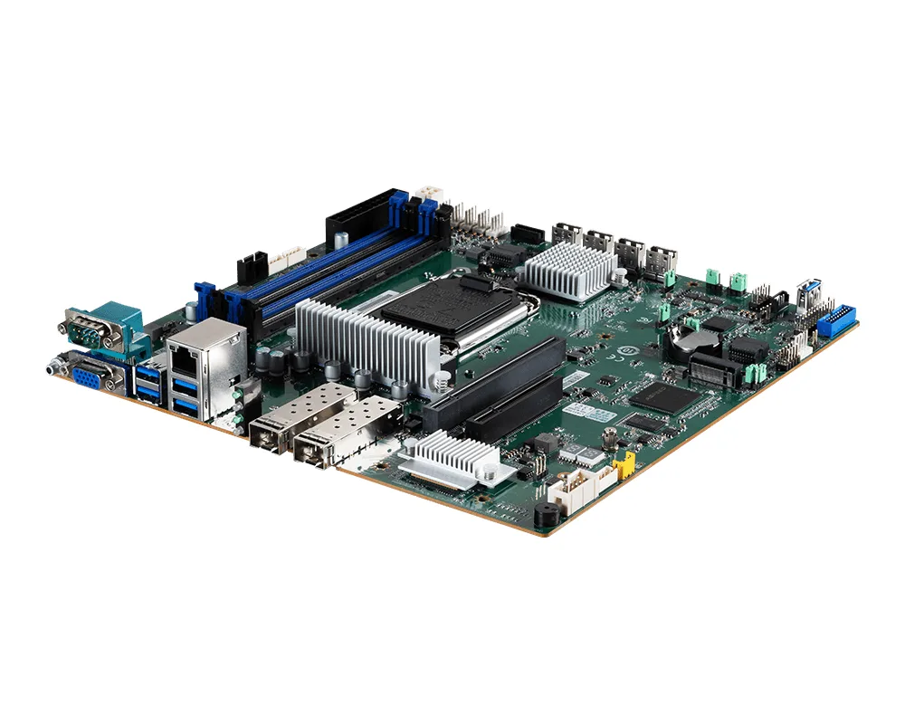 MSI MSI 919-S3651-04S server motherboard LGA1700 Xeon E-2400 C266 4 DDR5 25G SFP28 8 SATA 4 NVMe — product photo