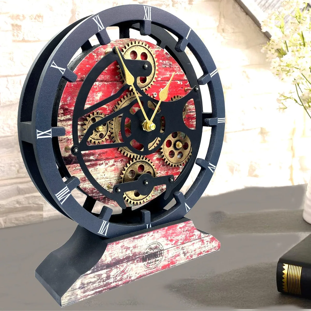 The Gears Clock The Gears Clock CABADA LINE 10 Inch Round Red Lava clock — product photo