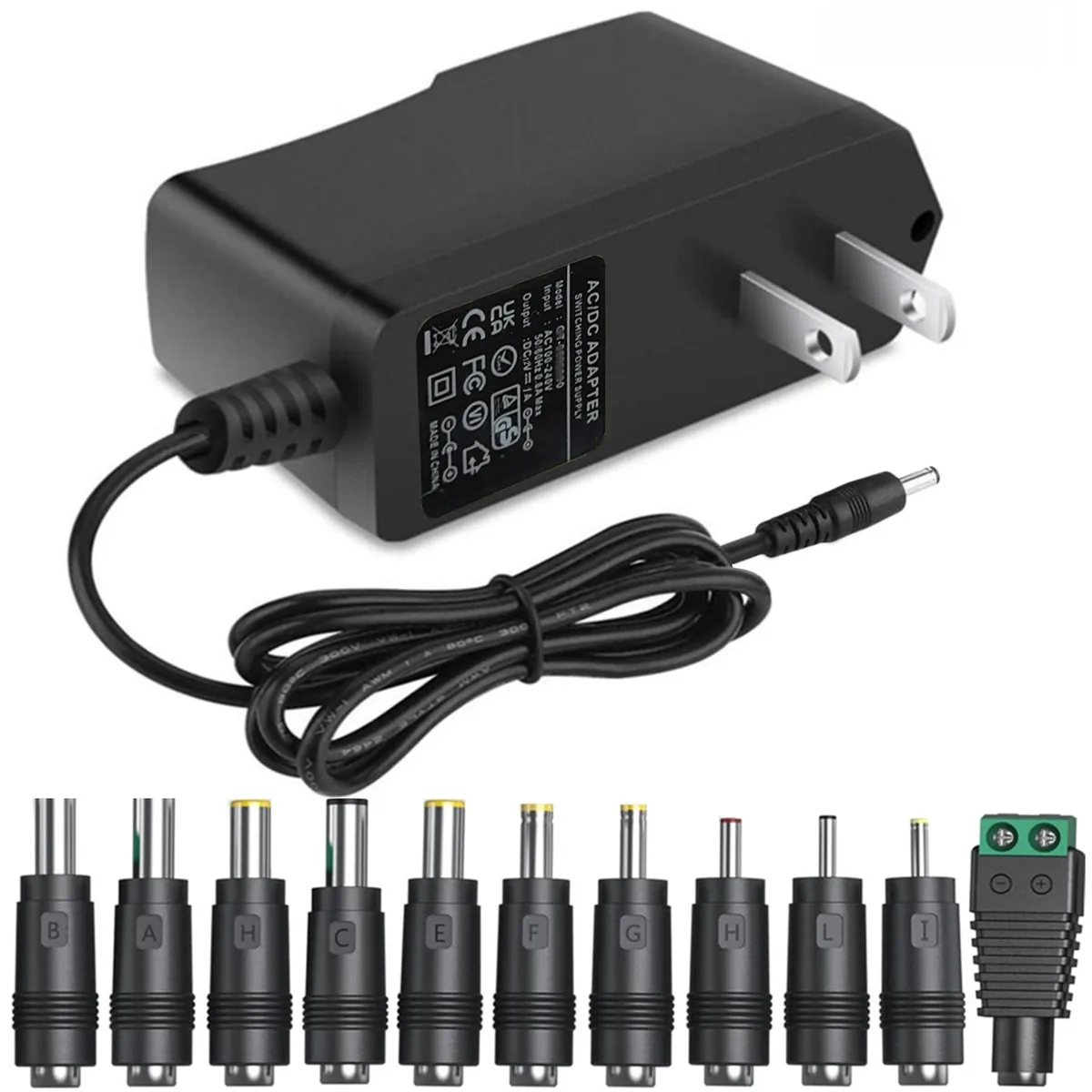  Dell 12 W 12 V 1 A power adapter 5.5×2.1 mm 11 tips — product photo