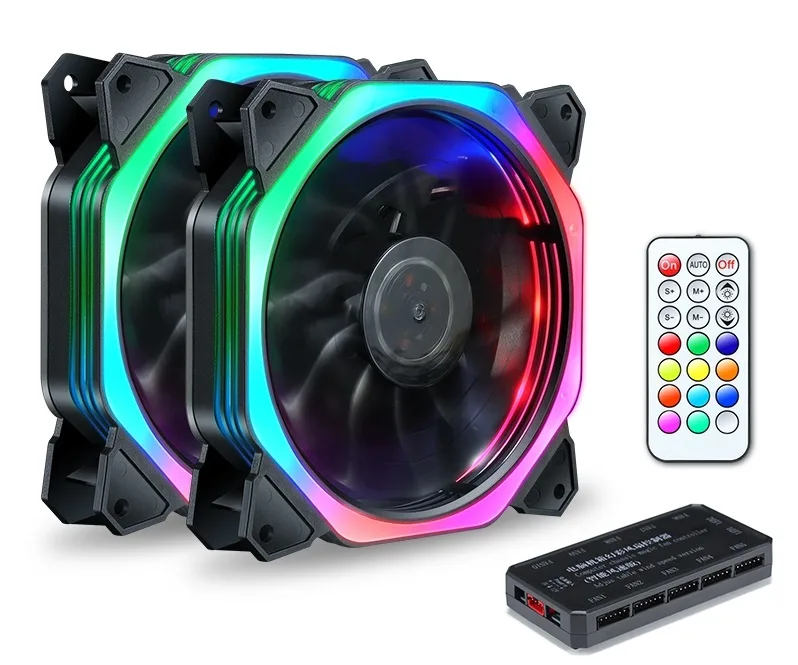 SXDOOL SXDOOL RGB120MM2PCS 120 mm RGB case fan 2-pack with remote — product photo