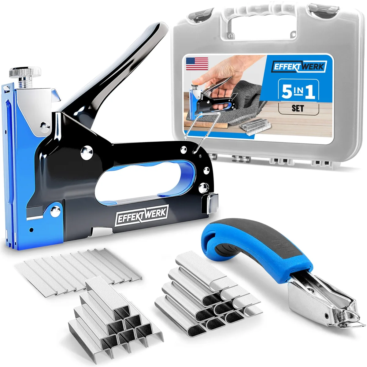  EFFEKTWERK EW-STPL-1500HND Heavy-Duty Stapler 1500 Staples Blue 1.1 kg — product photo