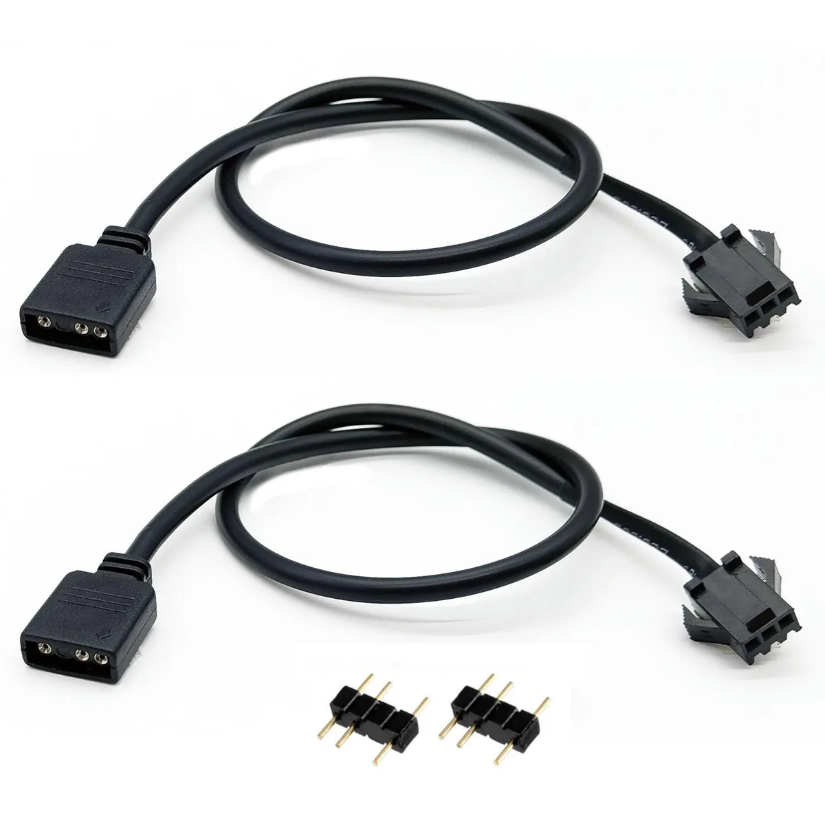 Jstincal JSTARGB-EXT 1-to-1 ARGB Extension Cable 5V 3-Pin to JST SM 3-Pin Female 11.8in 2-Pack Black — product photo