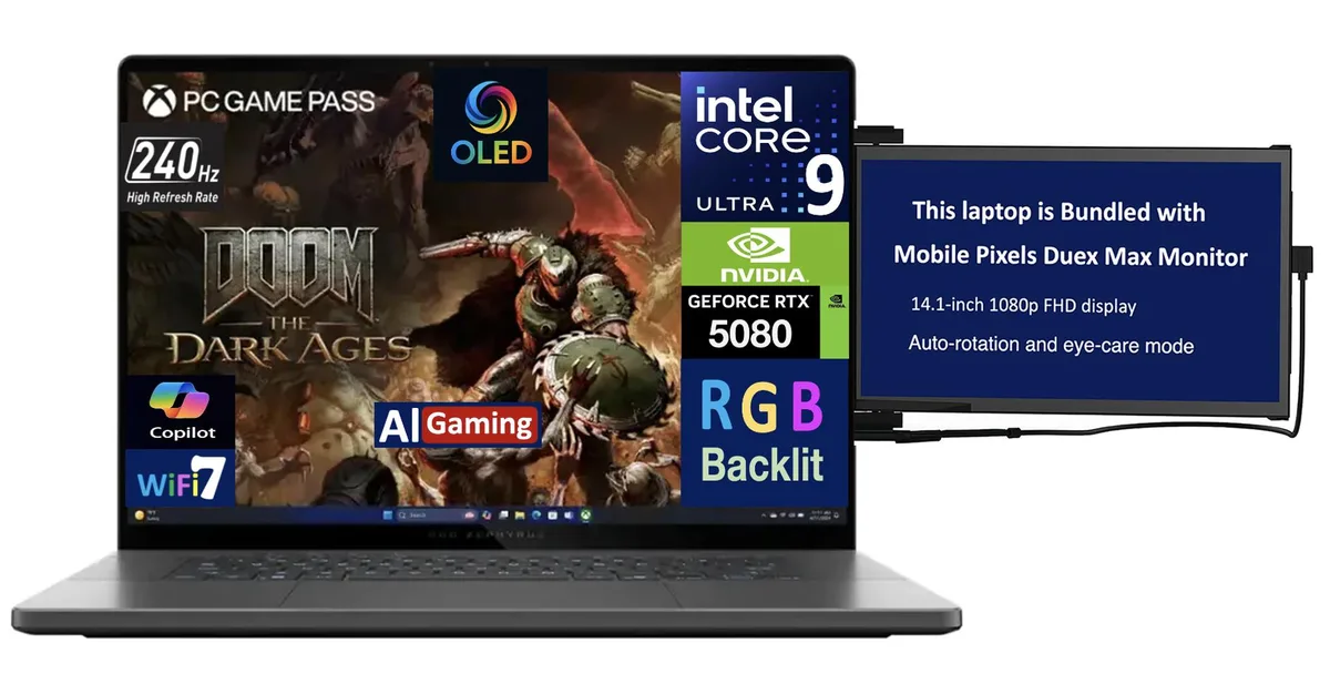 ASUS ASUS ROG Zephyrus GU605CW 16.0" OLED 240Hz Ultra 9-285H RTX 5080 32GB 4TB gaming laptop w/ — product photo