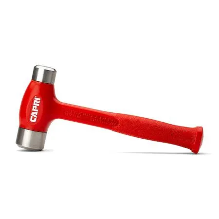 Yellow dead blow hammer, dual flat steel faces, polyurethane grip
