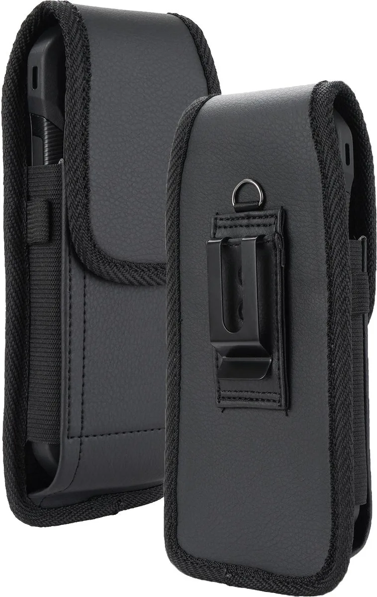 Nakedcellphone Nakedcellphone Vegan Leather Case Belt Clip Loops Black for Sonim XP10 Kyocera DuraForce Ultra 5G — product photo