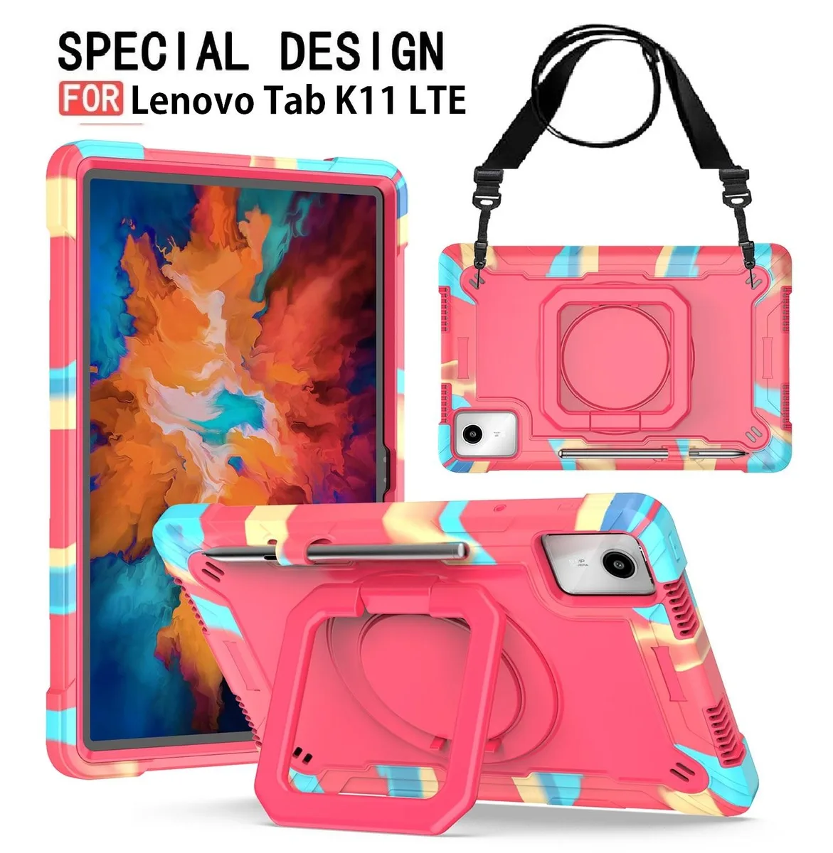 anicestore anicestore Lenovo Tab K11 LTE 11" 2024 Rugged Case 360 Ring Strap Multicolor — product photo