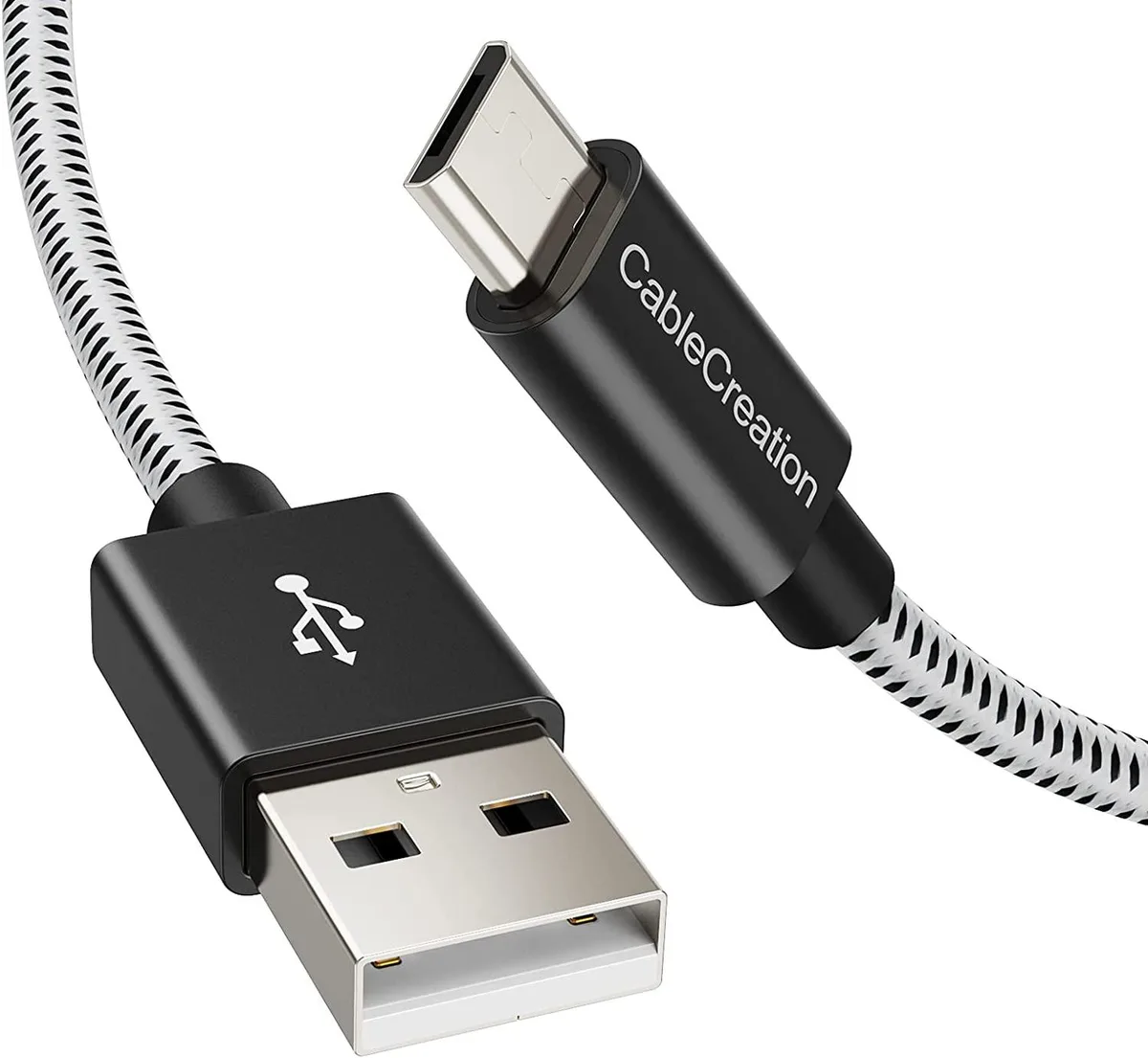 CableCreation CableCreation USB to Micro USB Cable 4 FT Braided 24 AWG 2.4A 480 Mbps Black+White — product photo