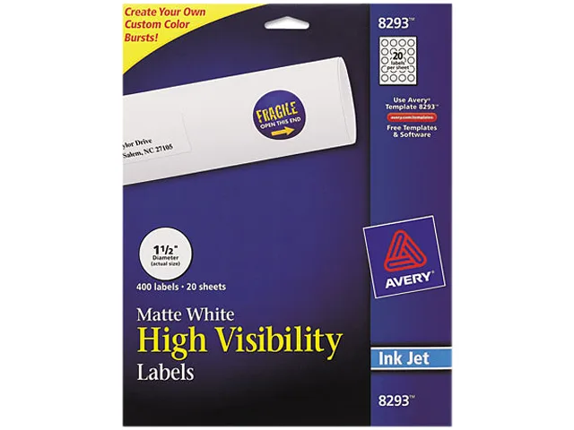Avery Avery 8293 Inkjet Labels Matte White 400 Pack — product photo