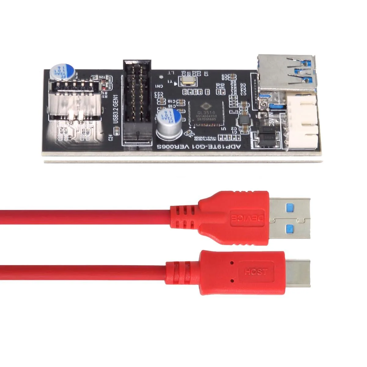 Fervit Fervit USB 3.0 19/20Pin &amp; Type-C to Dual 20Pin &amp; Type-E Adapter with SATA Power — product photo