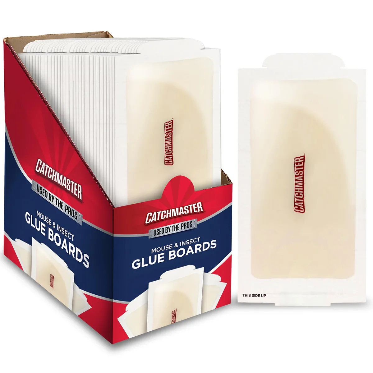 Flat white rectangular glue boards in a bulk pack