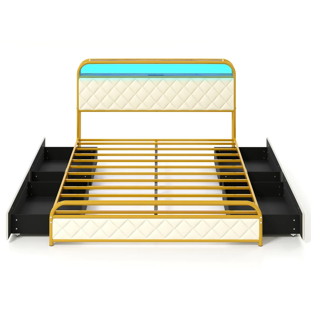 SlickBlue SlickBlue Queen Loft Bed Gold LED Charging 1100 lbs — product photo