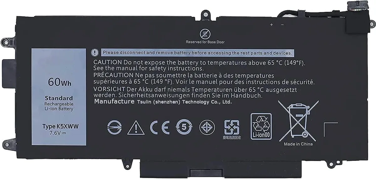 NShi NShi K5XWW laptop battery 7.6V 60Wh 7500mAh for Dell Latitude 5289 7389 7390 2-in-1 — product photo
